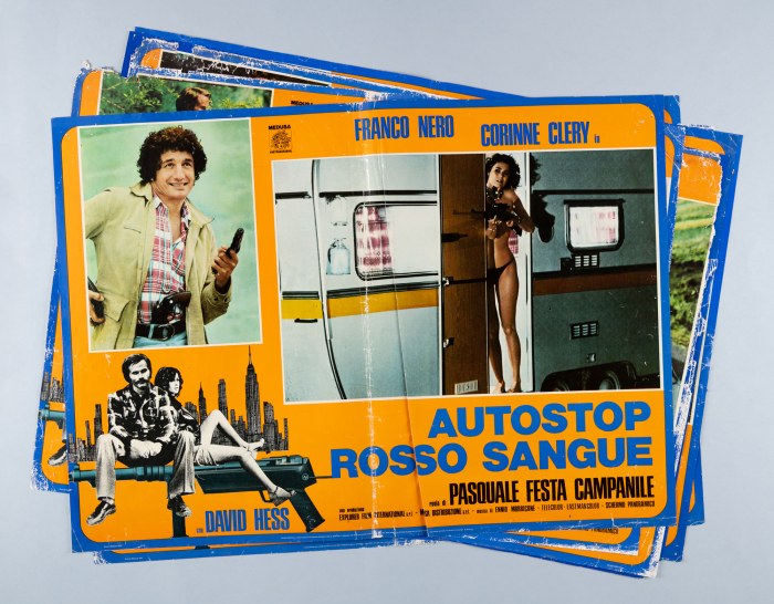 Wenn du krepierst, lebe ich / Autostop rosso sangue - kompletter Fotobusta-Satz (8 Fotobuste) + Soggettone